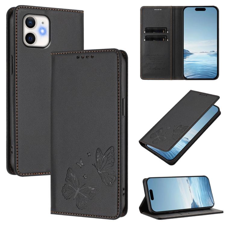 Starke Magnetische Doppelte Schmetterling RFID Vegane Leder Handyhülle, Für iPhone 12 Pro Max, Für iPhone 11 Pro Max, Für iPhone 11, Für iPhone 11 Pro