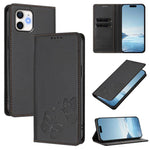 Starke Magnetische Doppelte Schmetterling RFID Vegane Leder Handyhülle, Für iPhone 14 Pro Max, Für iPhone 13 Pro Max, Für iPhone 13 Pro, Für iPhone 12 / 12 Pro