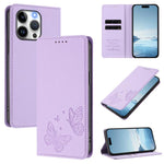 Starke Magnetische Doppelte Schmetterling RFID Vegane Leder Handyhülle, Für iPhone 14 Pro Max, Für iPhone 13 Pro Max, Für iPhone 13 Pro, Für iPhone 12 / 12 Pro