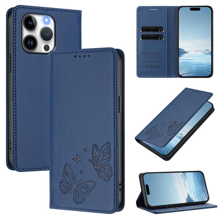 Starke Magnetische Doppelte Schmetterling RFID Vegane Leder Handyhülle, Für iPhone 14 Pro Max, Für iPhone 13 Pro Max, Für iPhone 13 Pro, Für iPhone 12 / 12 Pro