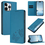 Starke Magnetische Doppelte Schmetterling RFID Vegane Leder Handyhülle, Für iPhone 14 Pro Max, Für iPhone 13 Pro Max, Für iPhone 13 Pro, Für iPhone 12 / 12 Pro