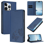 Starke Magnetische Doppelte Schmetterling RFID Vegane Leder Handyhülle, Für iPhone 14 Pro Max, Für iPhone 13 Pro Max, Für iPhone 13 Pro, Für iPhone 12 / 12 Pro