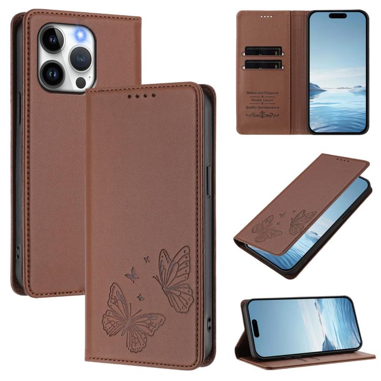 Strong Magnetic Dual Butterfly RFID Vegan Leather Phone Case, For iPhone 15, For iPhone 14 Plus, For iPhone 14 / 13, For iPhone 14 Pro