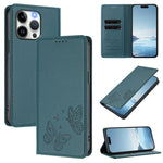 Starke Magnetische Doppelte Schmetterling RFID Vegane Leder Handyhülle, Für iPhone 14 Pro Max, Für iPhone 13 Pro Max, Für iPhone 13 Pro, Für iPhone 12 / 12 Pro