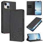 Strong Magnetic Dual Butterfly RFID Vegan Leather Phone Case, For iPhone 15, For iPhone 14 Plus, For iPhone 14 / 13, For iPhone 14 Pro