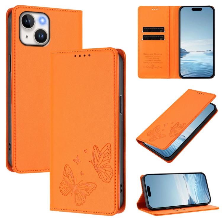 Starke magnetische doppelte Schmetterlings-RFID-Handyhülle aus veganem Leder, für iPhone 16, für iPhone 15 Pro Max, für iPhone 15 Pro, für iPhone 15 Plus