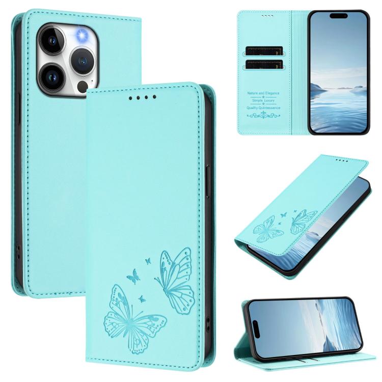 Starke magnetische doppelte Schmetterlings-RFID-Handyhülle aus veganem Leder, für iPhone 16, für iPhone 15 Pro Max, für iPhone 15 Pro, für iPhone 15 Plus