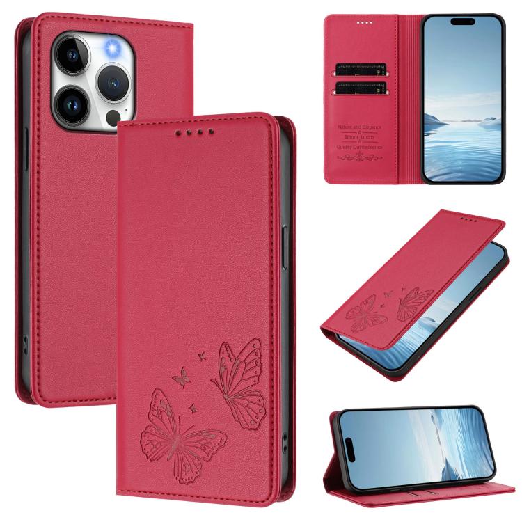 Starke magnetische doppelte Schmetterlings-RFID-Handyhülle aus veganem Leder, für iPhone 16, für iPhone 15 Pro Max, für iPhone 15 Pro, für iPhone 15 Plus