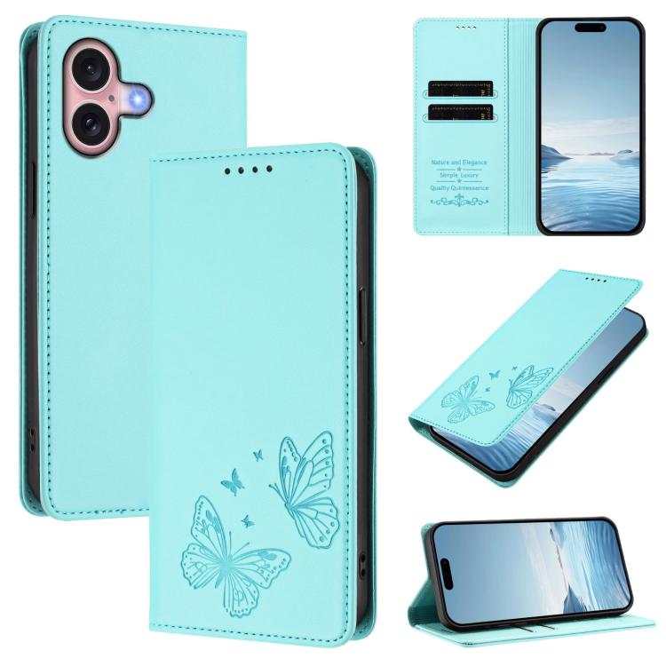 Starke magnetische doppelte Schmetterlings-RFID-Handyhülle aus veganem Leder, für iPhone 16, für iPhone 15 Pro Max, für iPhone 15 Pro, für iPhone 15 Plus