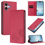 Starke magnetische doppelte Schmetterlings-RFID-Handyhülle aus veganem Leder, für iPhone 16, für iPhone 15 Pro Max, für iPhone 15 Pro, für iPhone 15 Plus