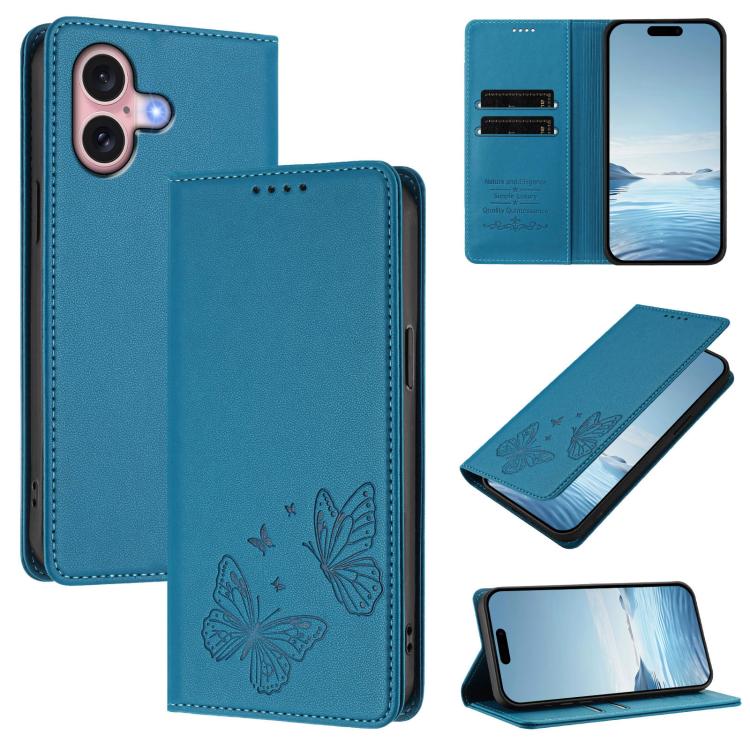 Starke magnetische doppelte Schmetterlings-RFID-Handyhülle aus veganem Leder, für iPhone 16, für iPhone 15 Pro Max, für iPhone 15 Pro, für iPhone 15 Plus