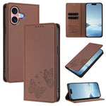Starke magnetische doppelte Schmetterlings-RFID-Handyhülle aus veganem Leder, für iPhone 16, für iPhone 15 Pro Max, für iPhone 15 Pro, für iPhone 15 Plus