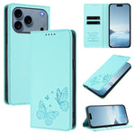 Strong Magnetic Dual Butterfly RFID Vegan Leather Phone Case, For iPhone 17e / 16e, For iPhone 17 Pro Max, For iPhone 17 Pro, For iPhone 17