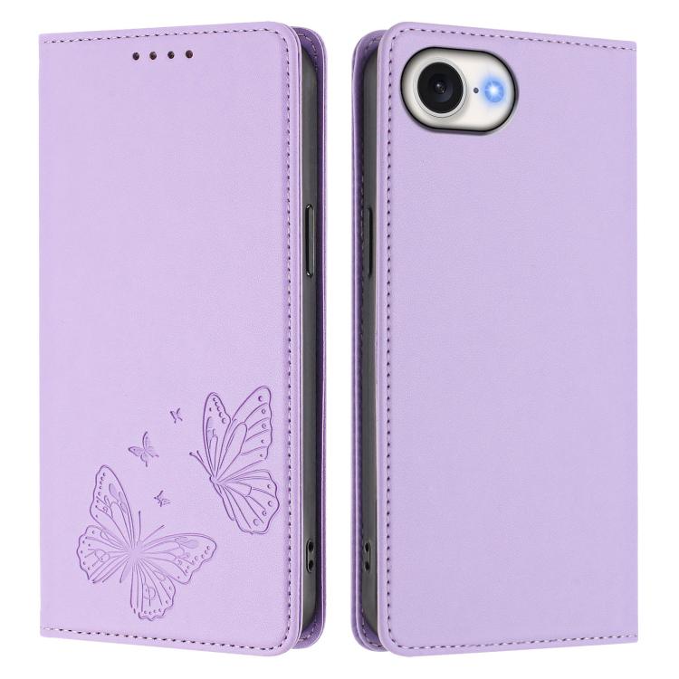 Strong Magnetic Dual Butterfly RFID Vegan Leather Phone Case, For iPhone 17e / 16e, For iPhone 17 Pro Max, For iPhone 17 Pro, For iPhone 17