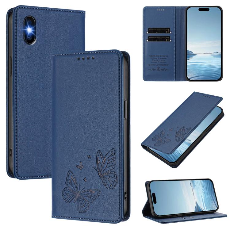 Strong Magnetic Dual Butterfly RFID Vegan Leather Phone Case, For iPhone X / XS, For iPhone XR, For iPhone XS Max, For iPhone 8 Plus / 7 Plus