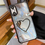 Herzförmige Spiegel Elektroplattierte TPU + Acryl Handyhülle mit Halter, Für iPhone XR, Für iPhone XS Max