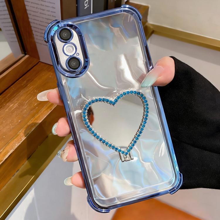 Herzförmige Spiegel Elektroplattierte TPU + Acryl Handyhülle mit Halter, Für iPhone XR, Für iPhone XS Max