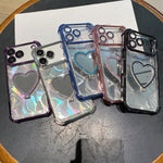 Herzförmige Spiegel Elektroplattierte TPU + Acryl Handyhülle mit Halter, Für iPhone XR, Für iPhone XS Max