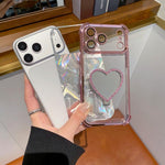Herzförmige Spiegel Elektroplattierte TPU + Acryl Handyhülle mit Halter, Für iPhone XR, Für iPhone XS Max
