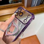 Herzförmige Spiegel Elektroplattierte TPU + Acryl Handyhülle mit Halter, Für iPhone XR, Für iPhone XS Max