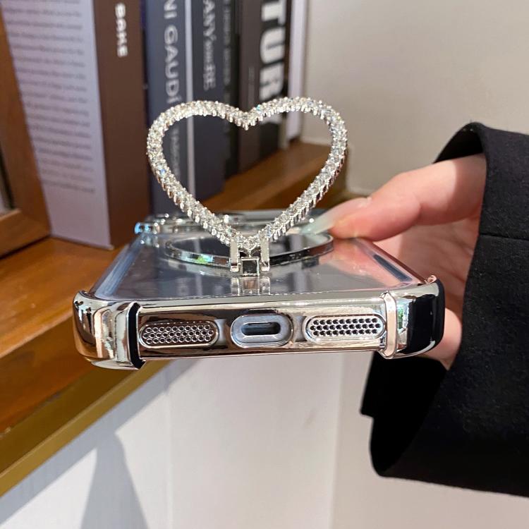 Herzförmige Spiegel Elektroplattierte TPU + Acryl Handyhülle mit Halter, Für iPhone XR, Für iPhone XS Max