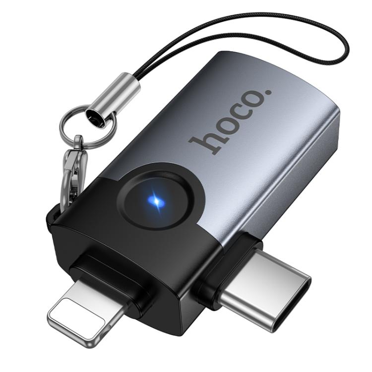 hoco Victory UA46D 2 in 1 8-Pin und USB-C / Type-C Stecker auf USB Buchse Adapter, UA46D
