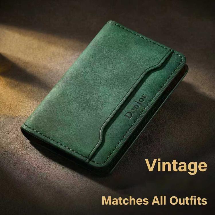 Denior V08+1 Retro Vegan Lederstruktur Magnetische Brieftasche Kartenhalter Tasche