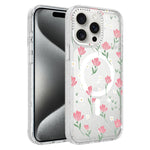 Flower Pattern IMD Glitter Magnetic Phone Case, For iPhone 15 Pro Max, For iPhone 15 Pro, For iPhone 15