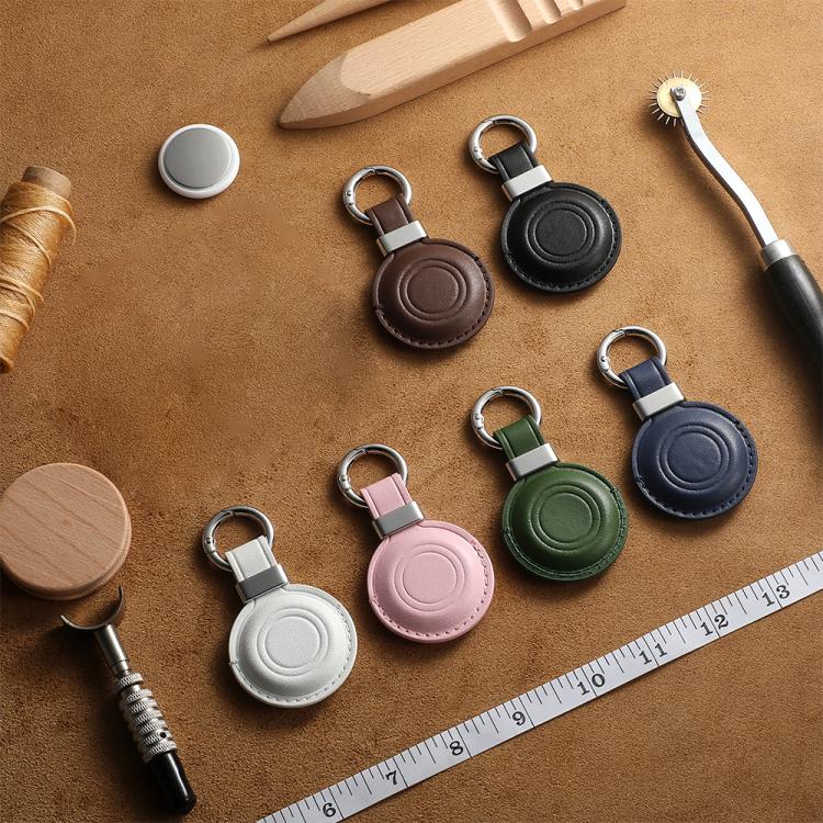 XDcase Metallclip Mikrofaser Leder Schutzhülle mit Schlüsselring, Für AirTag 2. Gen / 1. Gen