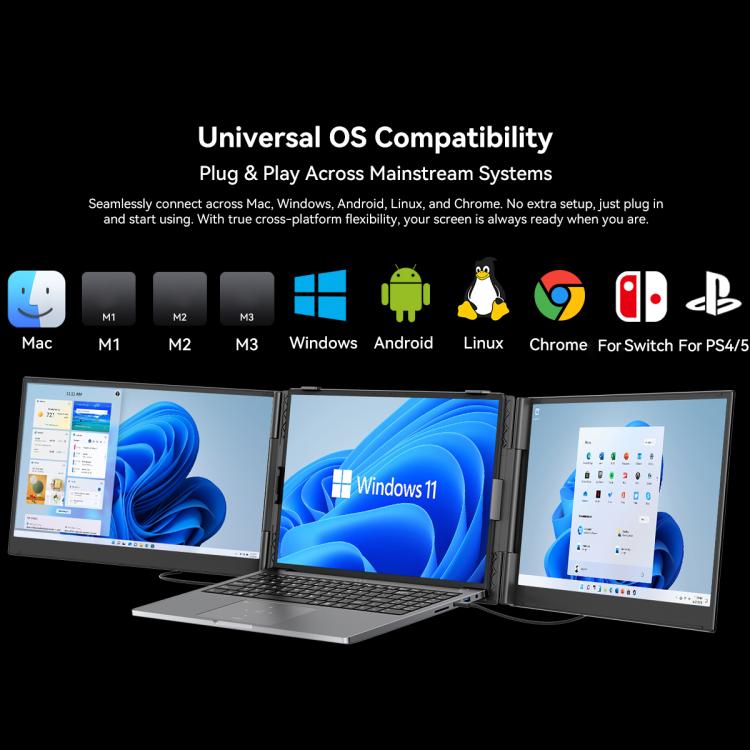 Blackview DCM6 14 Zoll Dual-Screen Tragbarer Laptop-Erweiterungsmonitor mit Ständer, DCM6