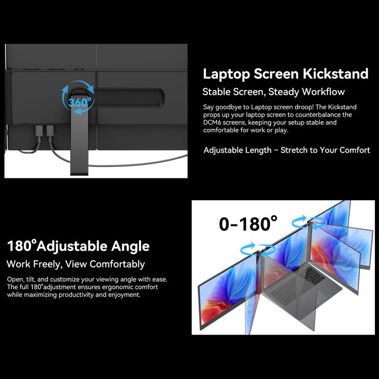 Blackview DCM6 14 Zoll Dual-Screen Tragbarer Laptop-Erweiterungsmonitor mit Ständer, DCM6