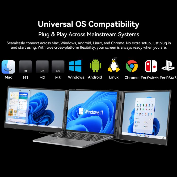 Blackview DCM8 15,3 Zoll Dual-Display Tragbare Laptop-LCD-Monitore Bildschirmverlängerung mit Ständer, DCM8