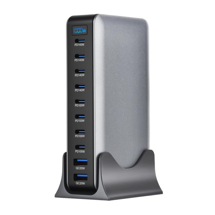 YMX-1000W 1000W 8 x Type-C Anschlüsse und 2 x USB 10 Ports Digitalanzeige Multifunktionsladegerät, AU-Stecker, EU-Stecker, UK-Stecker, US-Stecker