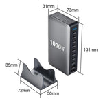 YMX-1000W 1000W 8 x Type-C Anschlüsse und 2 x USB 10 Ports Digitalanzeige Multifunktionsladegerät, AU-Stecker, EU-Stecker, UK-Stecker, US-Stecker