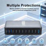 YMX-1000W 1000W 8 x Type-C Anschlüsse und 2 x USB 10 Ports Digitalanzeige Multifunktionsladegerät, AU-Stecker, EU-Stecker, UK-Stecker, US-Stecker