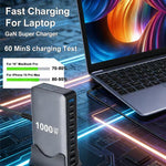 YMX-1000W 1000W 8 x Type-C Anschlüsse und 2 x USB 10 Ports Digitalanzeige Multifunktionsladegerät, AU-Stecker, EU-Stecker, UK-Stecker, US-Stecker