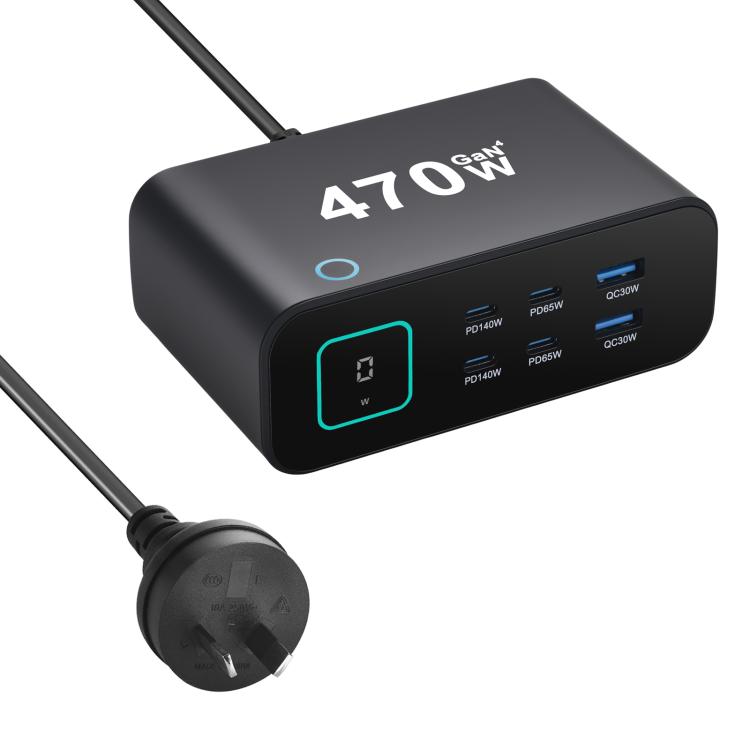 YMX-615-LCD470W 4xType-C und 2xUSB 470W GaN Multifunktionsladegerät, AU-Stecker, EU-Stecker, UK-Stecker, US-Stecker