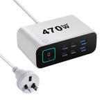 YMX-615-LCD470W 4xType-C und 2xUSB 470W GaN Multifunktionsladegerät, AU-Stecker, EU-Stecker, UK-Stecker, US-Stecker