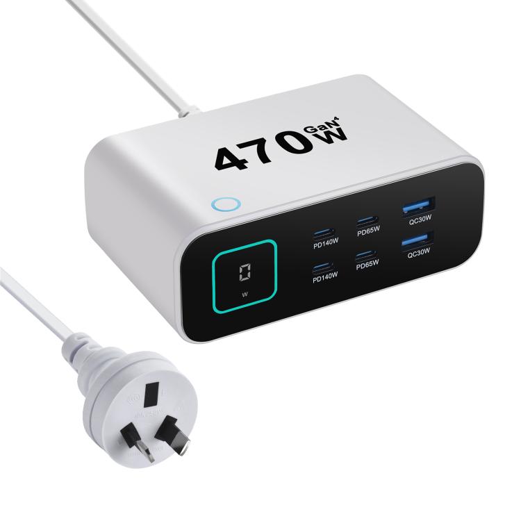 YMX-615-LCD470W 4xType-C und 2xUSB 470W GaN Multifunktionsladegerät, AU-Stecker, EU-Stecker, UK-Stecker, US-Stecker