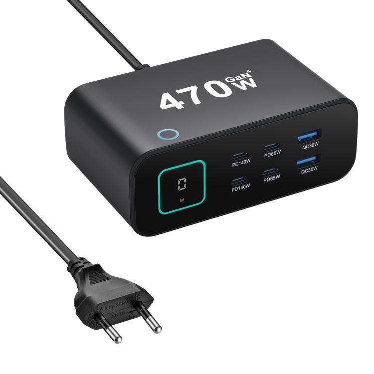 YMX-615-LCD470W 4xType-C und 2xUSB 470W GaN Multifunktionsladegerät, AU-Stecker, EU-Stecker, UK-Stecker, US-Stecker