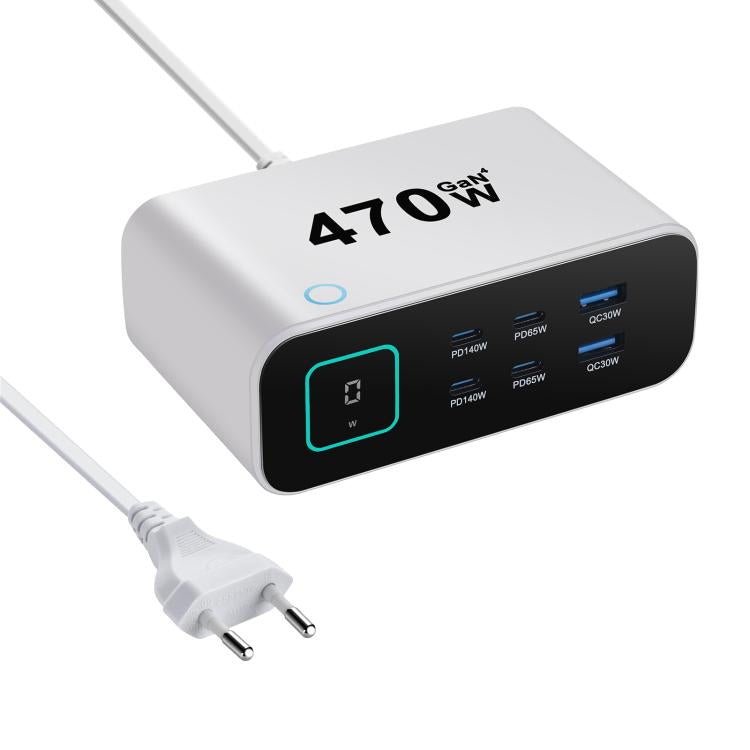 YMX-615-LCD470W 4xType-C und 2xUSB 470W GaN Multifunktionsladegerät, AU-Stecker, EU-Stecker, UK-Stecker, US-Stecker