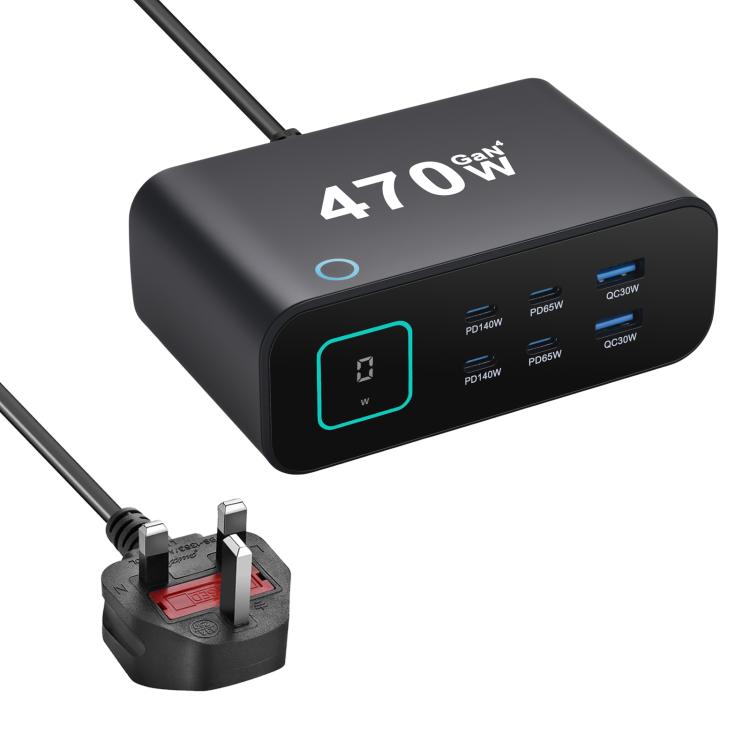 YMX-615-LCD470W 4xType-C und 2xUSB 470W GaN Multifunktionsladegerät, AU-Stecker, EU-Stecker, UK-Stecker, US-Stecker