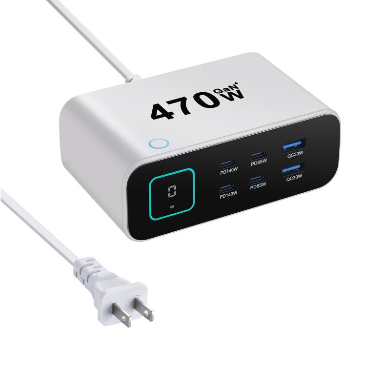 YMX-615-LCD470W 4xType-C und 2xUSB 470W GaN Multifunktionsladegerät, AU-Stecker, EU-Stecker, UK-Stecker, US-Stecker