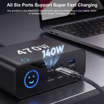 YMX-615-LCD470W 4xType-C und 2xUSB 470W GaN Multifunktionsladegerät, AU-Stecker, EU-Stecker, UK-Stecker, US-Stecker