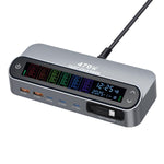 YMX-LCD470W 470W 3xType-C und 2xUSB GaN Smart Digital Display Multifunktionsladegerät mit Type-C einziehbarem Kabel, AU-Stecker, EU-Stecker, UK-Stecker, US-Stecker