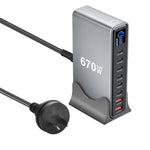 YMX-LCD670W 670W 6xType-C und 2xUSB GaN Digital Display Multifunktionsladegerät, AU-Stecker, EU-Stecker, UK-Stecker, US-Stecker