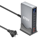 YMX-LCD670W 670W 6xType-C und 2xUSB GaN Digital Display Multifunktionsladegerät, AU-Stecker, EU-Stecker, UK-Stecker, US-Stecker