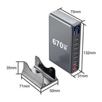 YMX-LCD670W 670W 6xType-C und 2xUSB GaN Digital Display Multifunktionsladegerät, AU-Stecker, EU-Stecker, UK-Stecker, US-Stecker