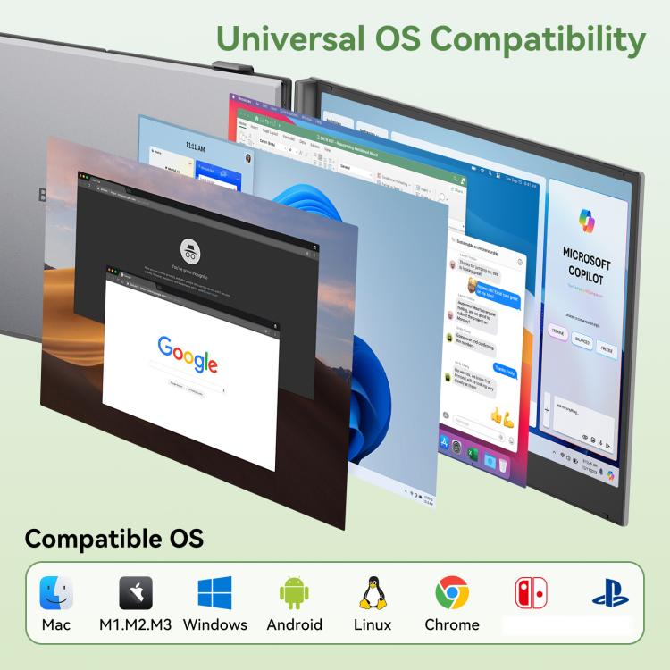 Blackview DCM8 Pro 15,3 Zoll Dual-Screen Tragbarer Erweiterungsmonitor für 14-17,3 Zoll Laptops