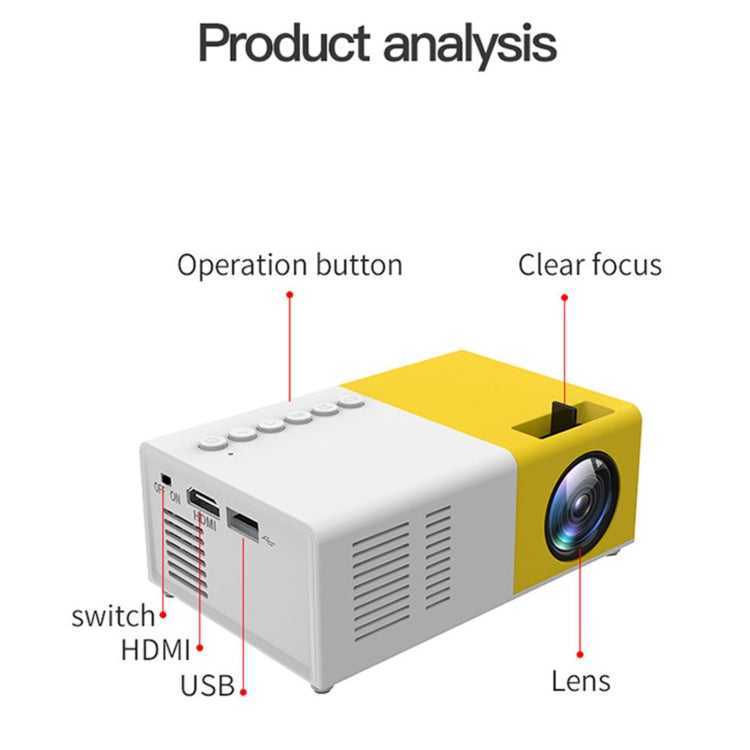 J9 1920x1080P 15 ANSI Tragbarer Heimkino Mini LED HD Digitalprojektor, Basisversion, EU-Stecker, US-Stecker, UK-Stecker, AU-Stecker
